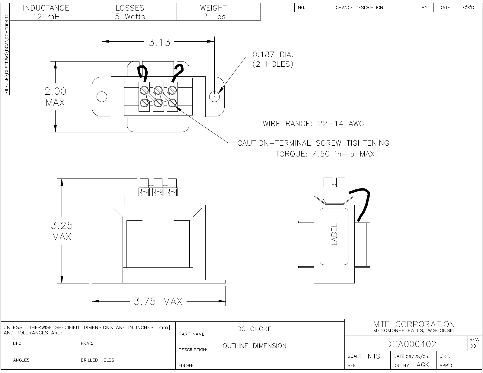 MTE DCA000402 CAD Drawings