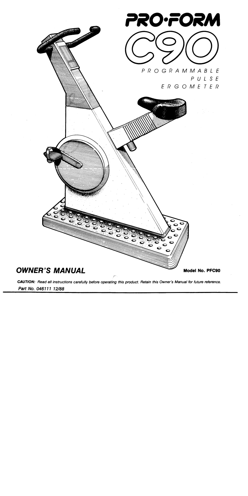 ProForm PFC900 User Manual