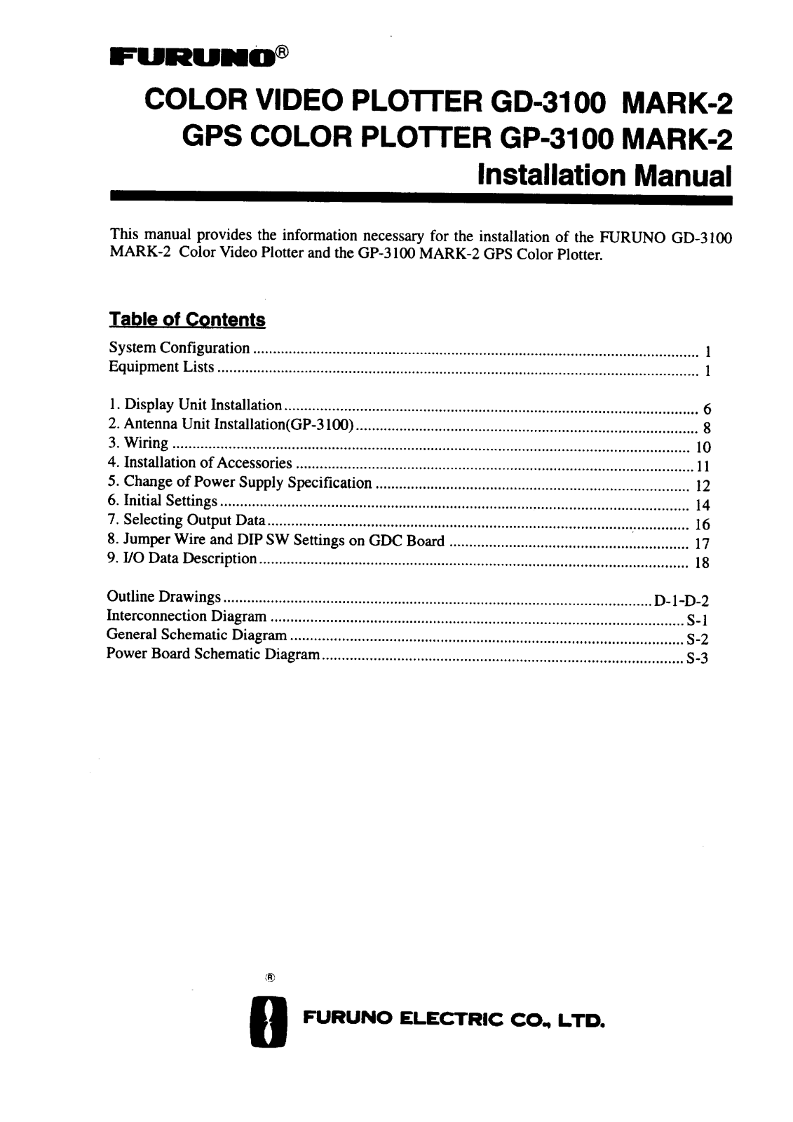 Furuno GP-3100, GD-3100 User Manual