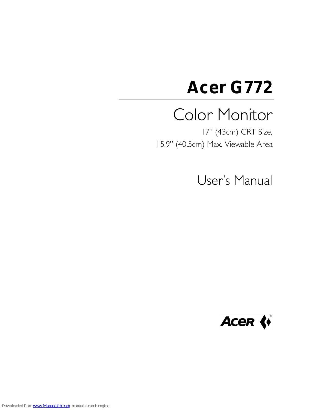 Acer G772 User Manual - ManualMachine.com