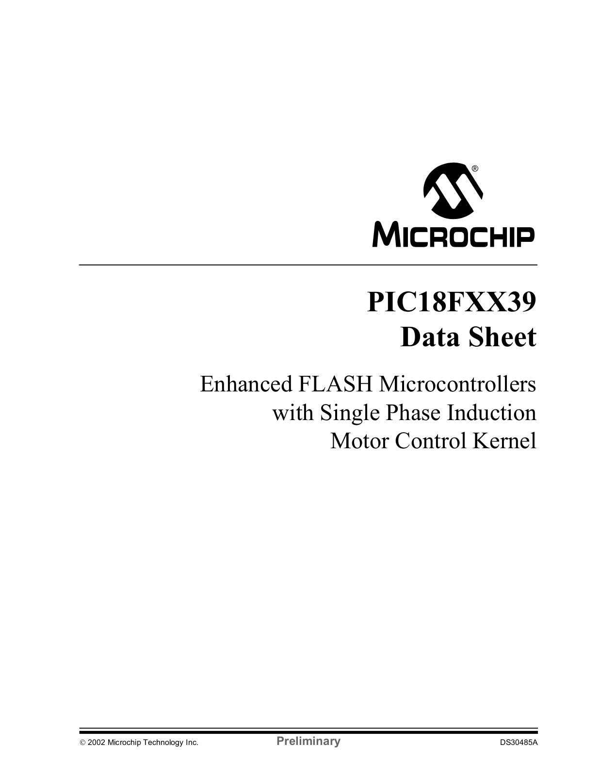 MICROCHIP PIC18FXX39 DATA SHEET