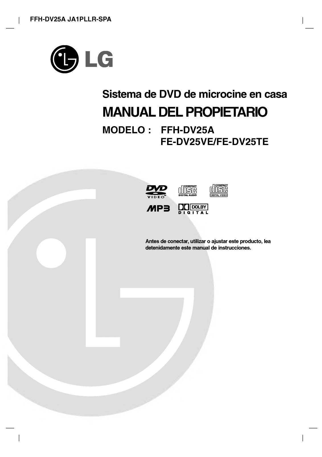 Lg FFH-DV25A, FFH-DV25VE, FFH-DV25TE User Manual