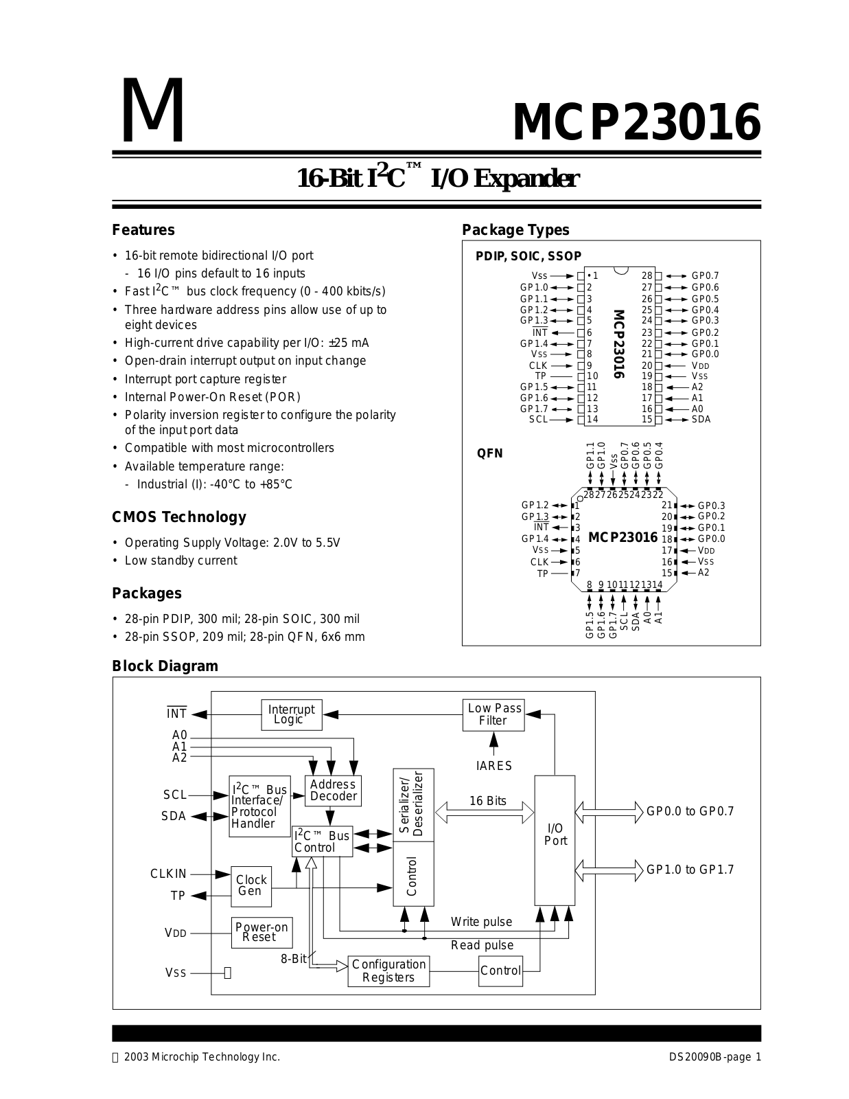 MICROCHIP MCP23016 Technical data