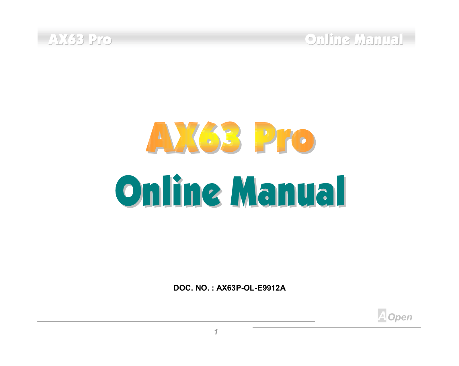 AOpen AX63PRO User Manual