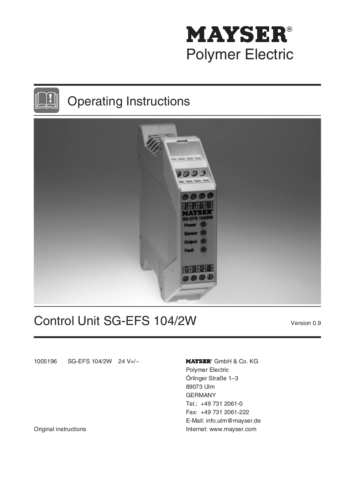 Mayser SG-EFS 104-2W User Manual