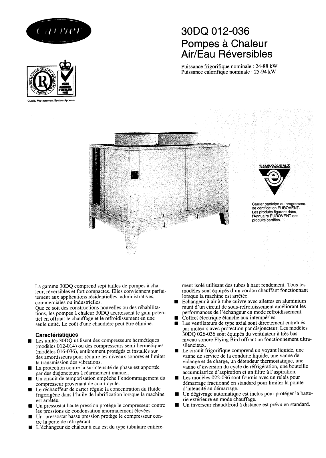 Carrier 30DQ012-03DOC User Manual