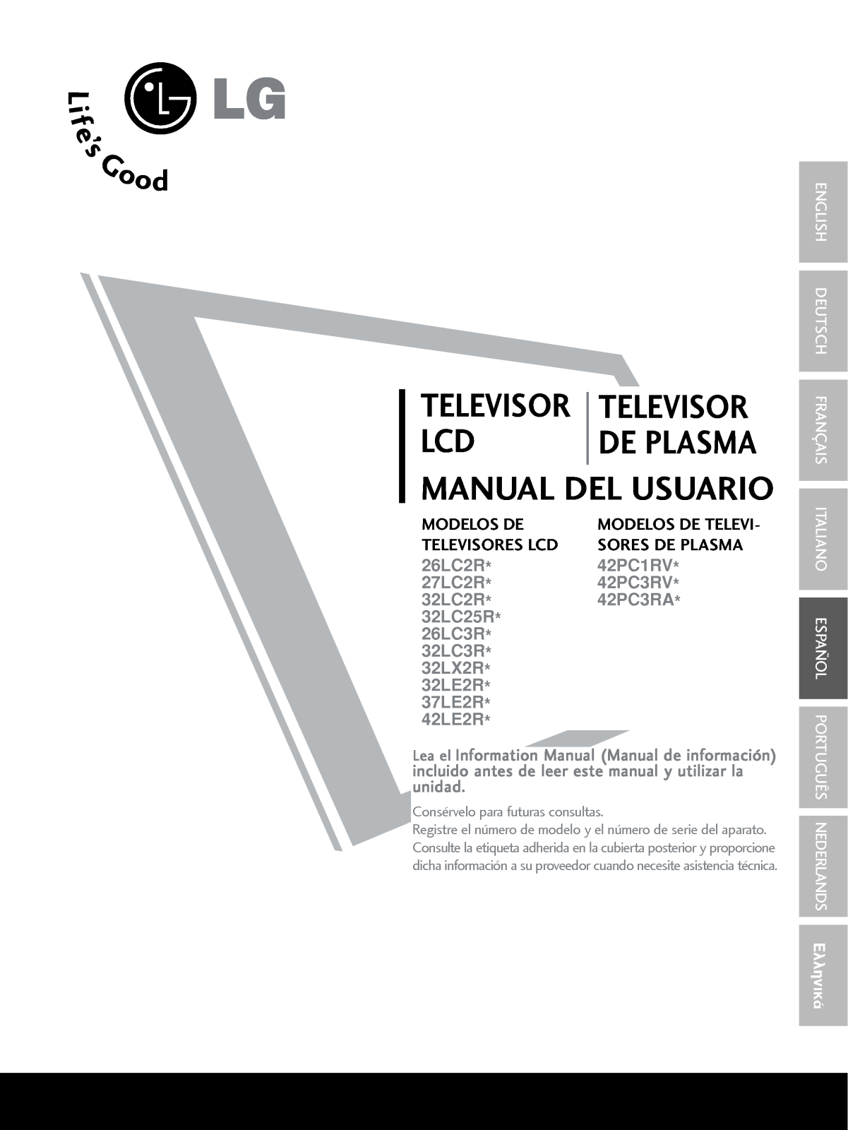 Lg 42PC1RV, 42PC3RV, 42PC3RA, 27LC2R, 32LC25R User Manual