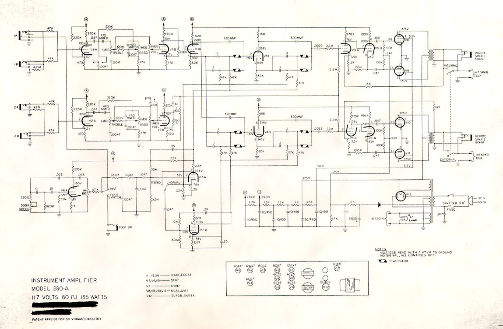 Magnatone 280a schematic