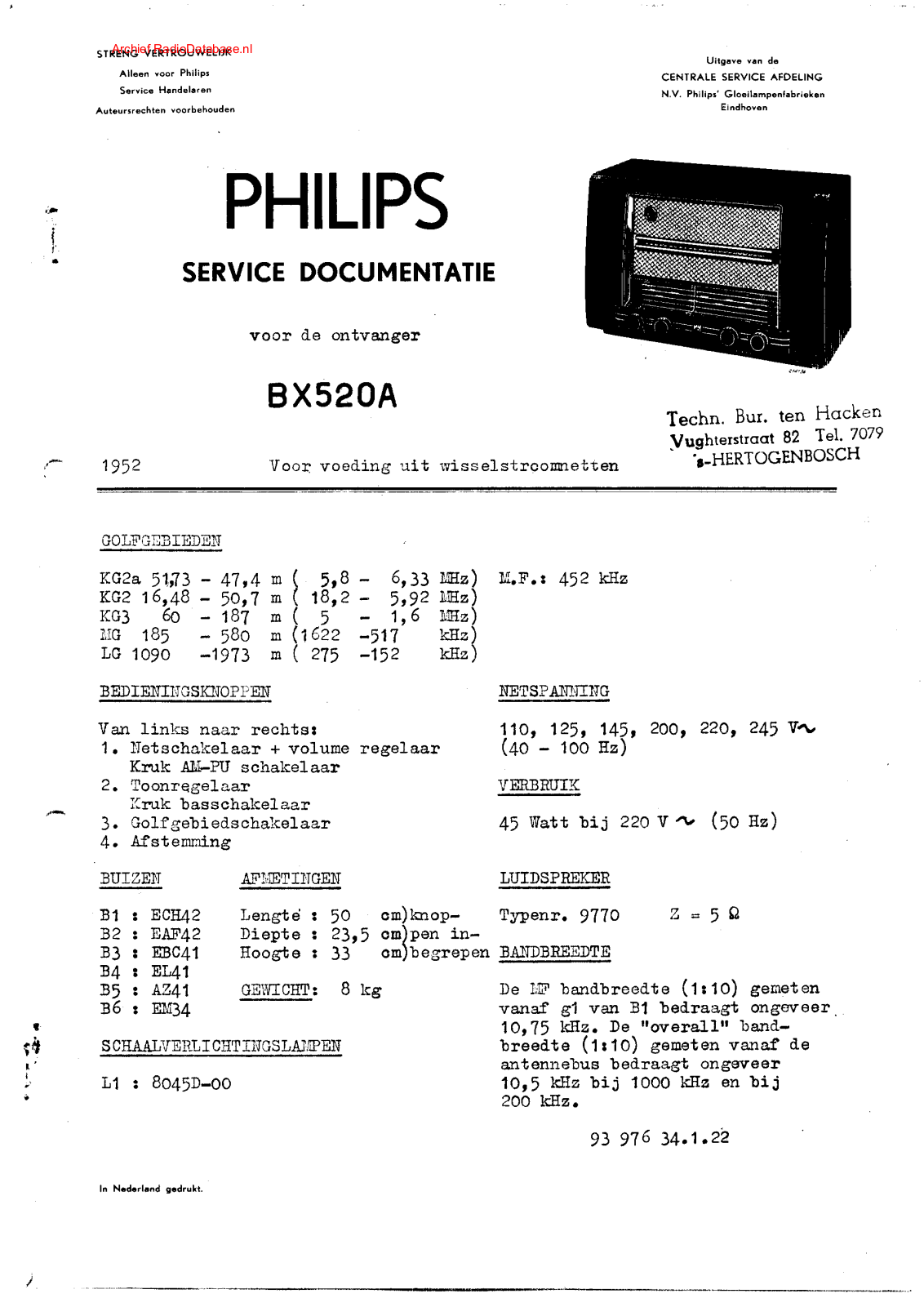 Philips BX520A Schematic