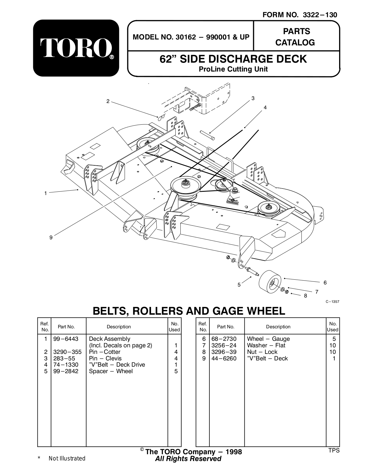 Toro 30162 Parts Catalogue