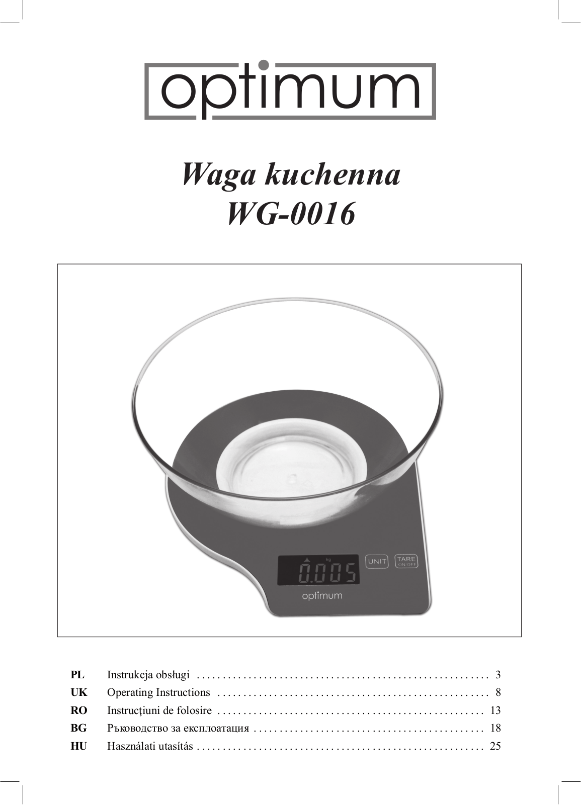 OPTIMUM WG-0016 User guide - ManualMachine.com
