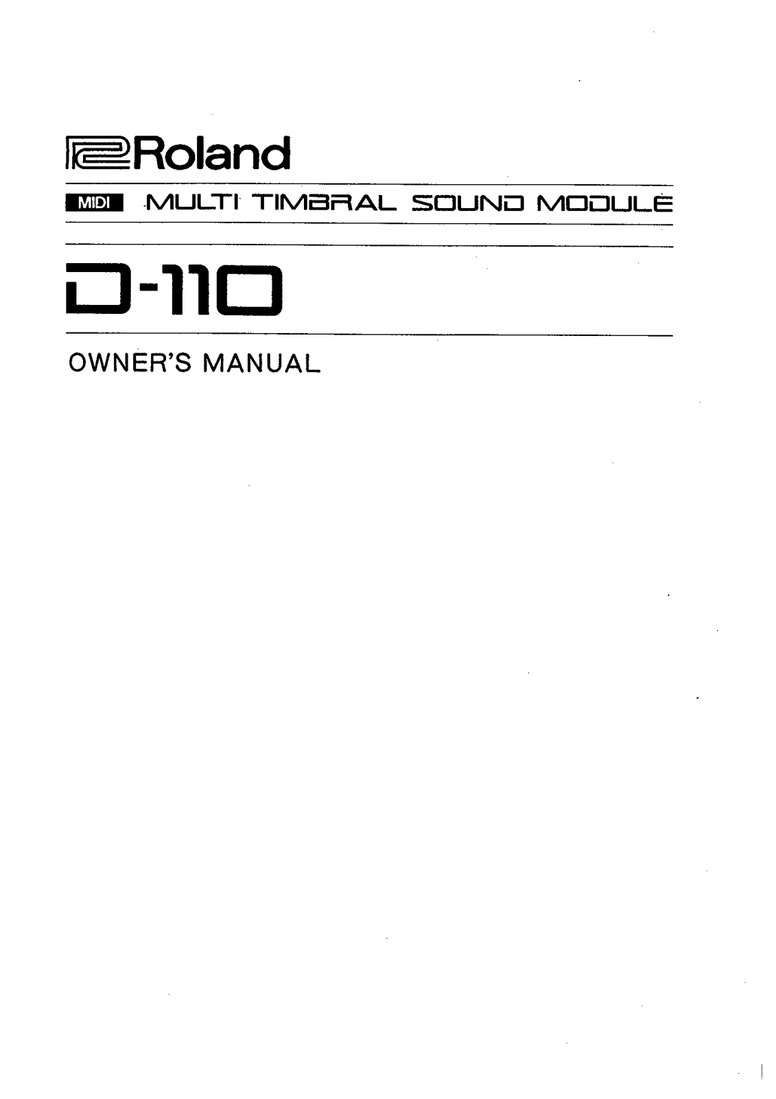 Roland D 110 Service Manual