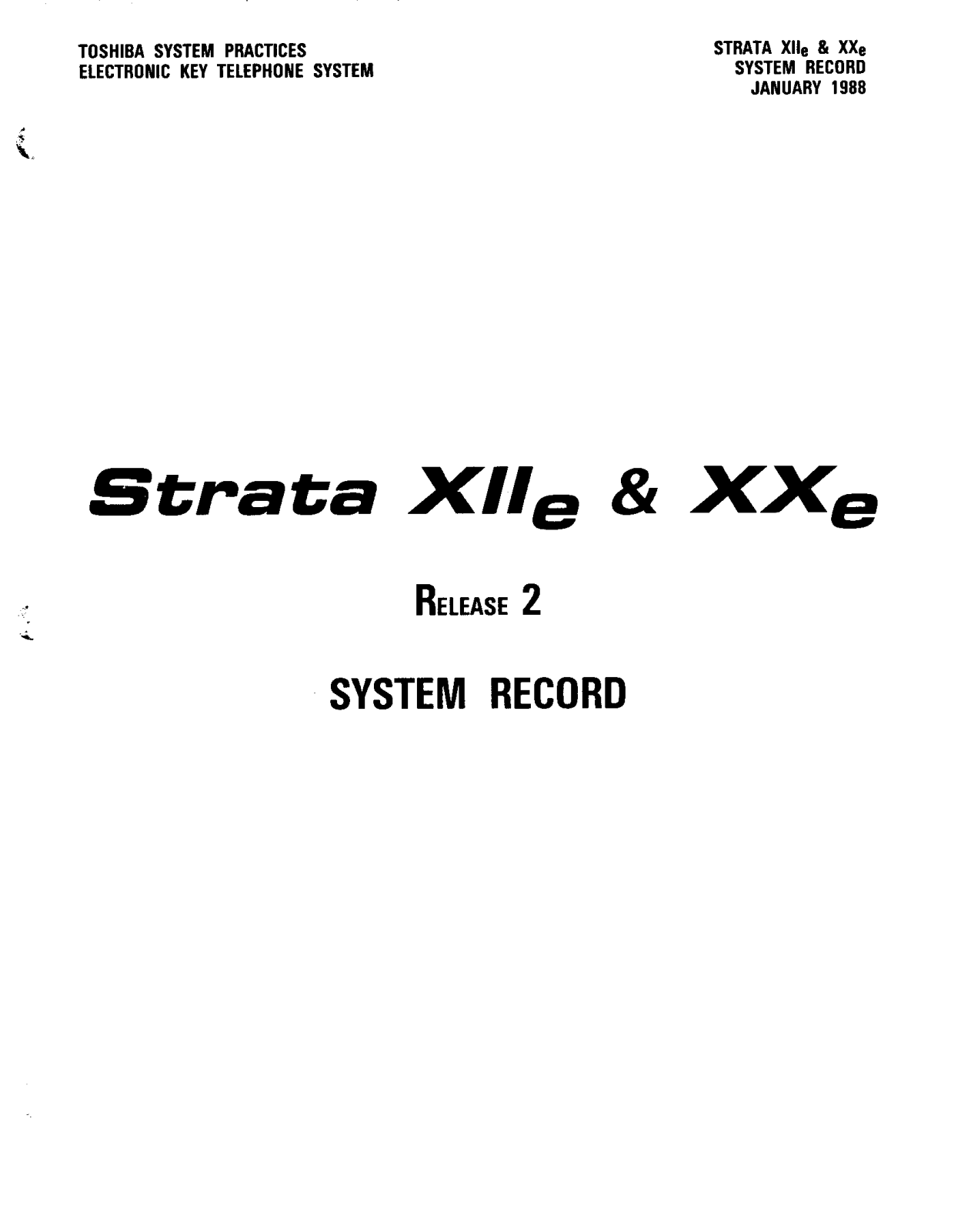 Toshiba Strata XIIe-XXe Service Manual