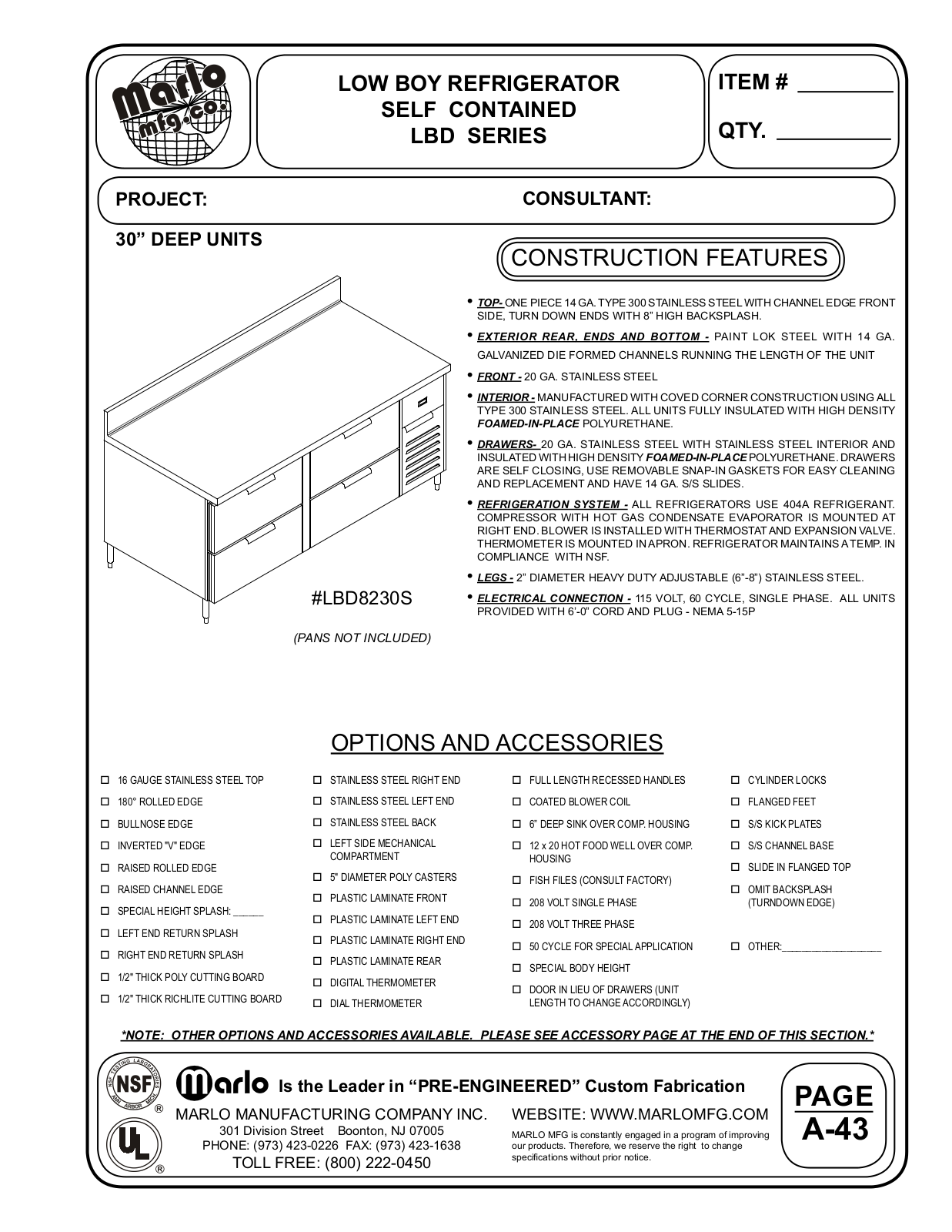 Marlo LBD11430S User Manual