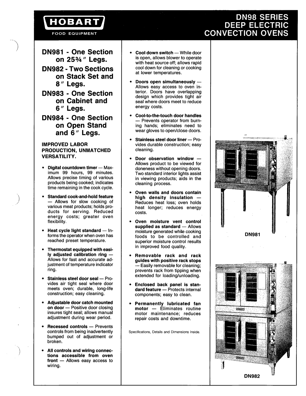 Hobart Food Machines DN982 User Manual