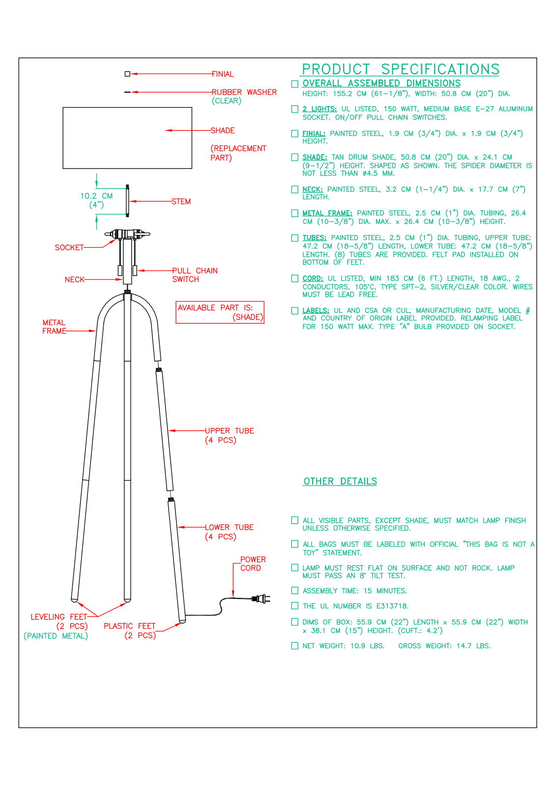 Wade Logan W001805201 Specifications - ManualMachine.com