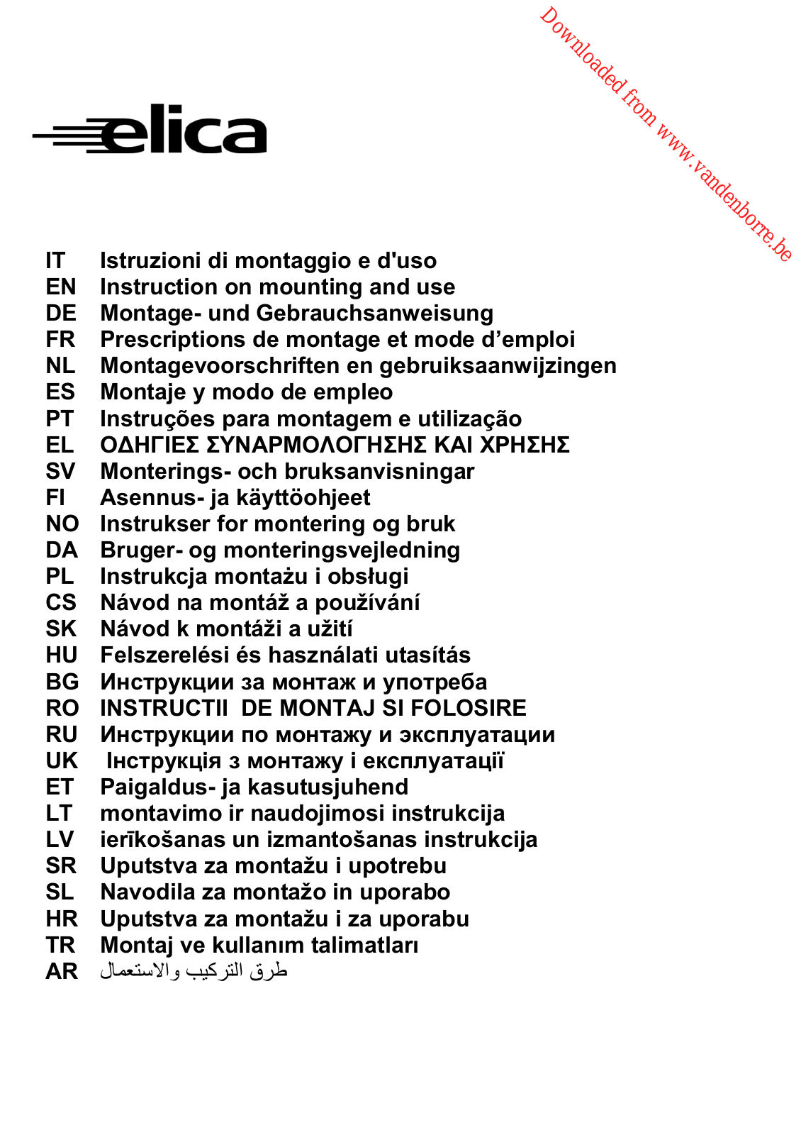 ELICA CIAK 56 User Manual