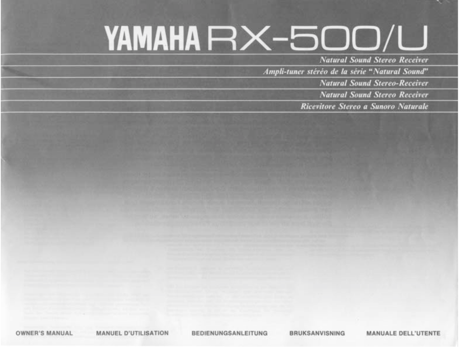 Yamaha RX-500 User Manual