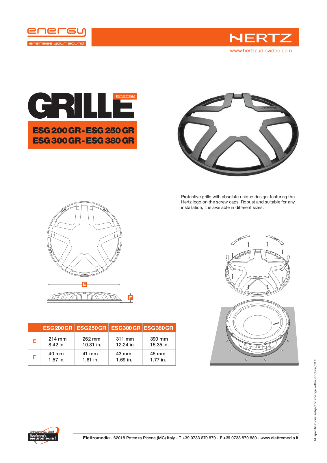 Hertz ESG 200 GR, ESG 250 GR, ESG 300 GR, ESG 380 GR Specifications - ManualMachine.com