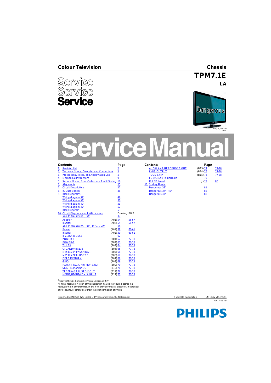 Philips 42PFL4606H Service manual