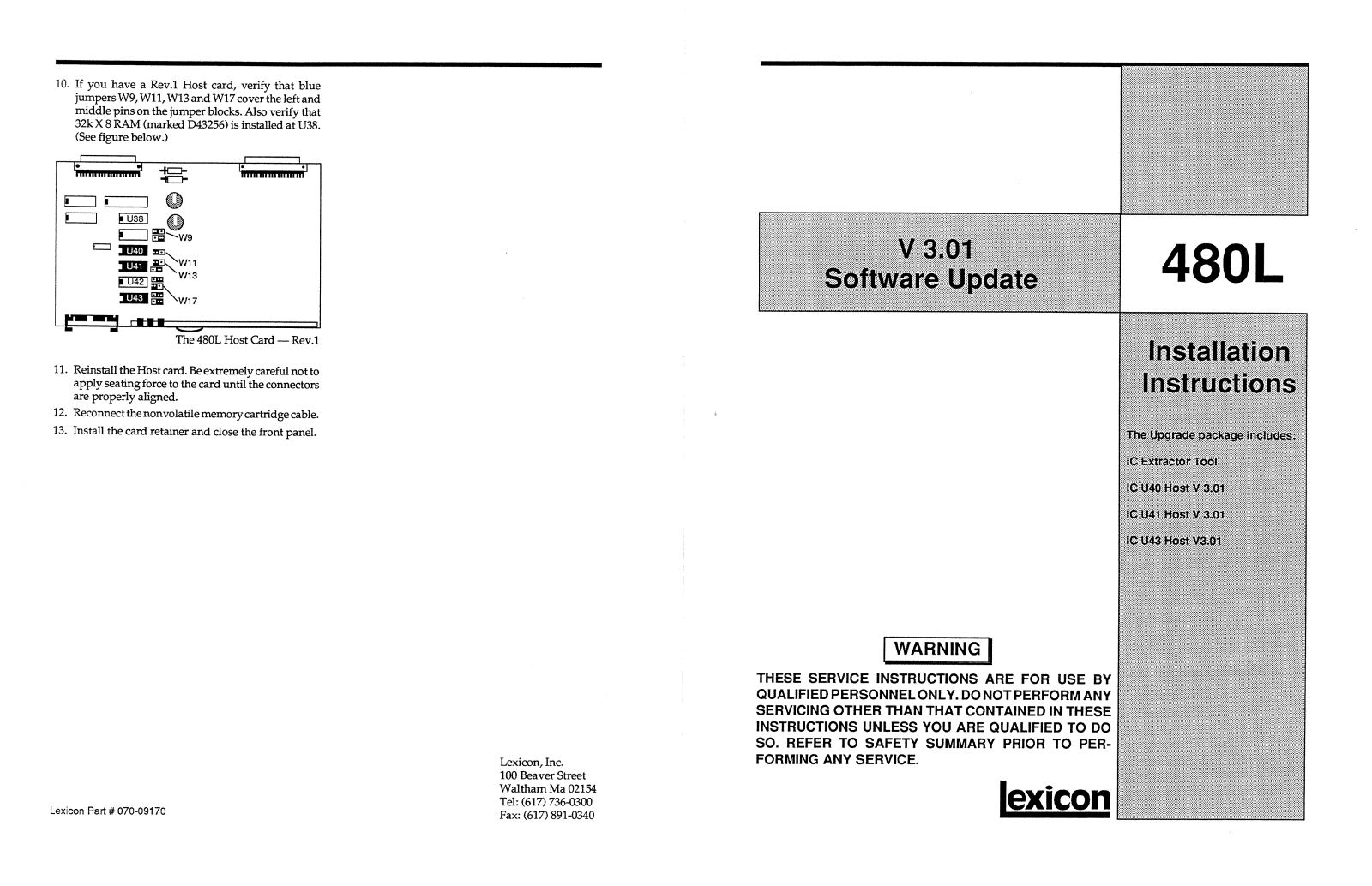 Lexicon M480L User's Manual