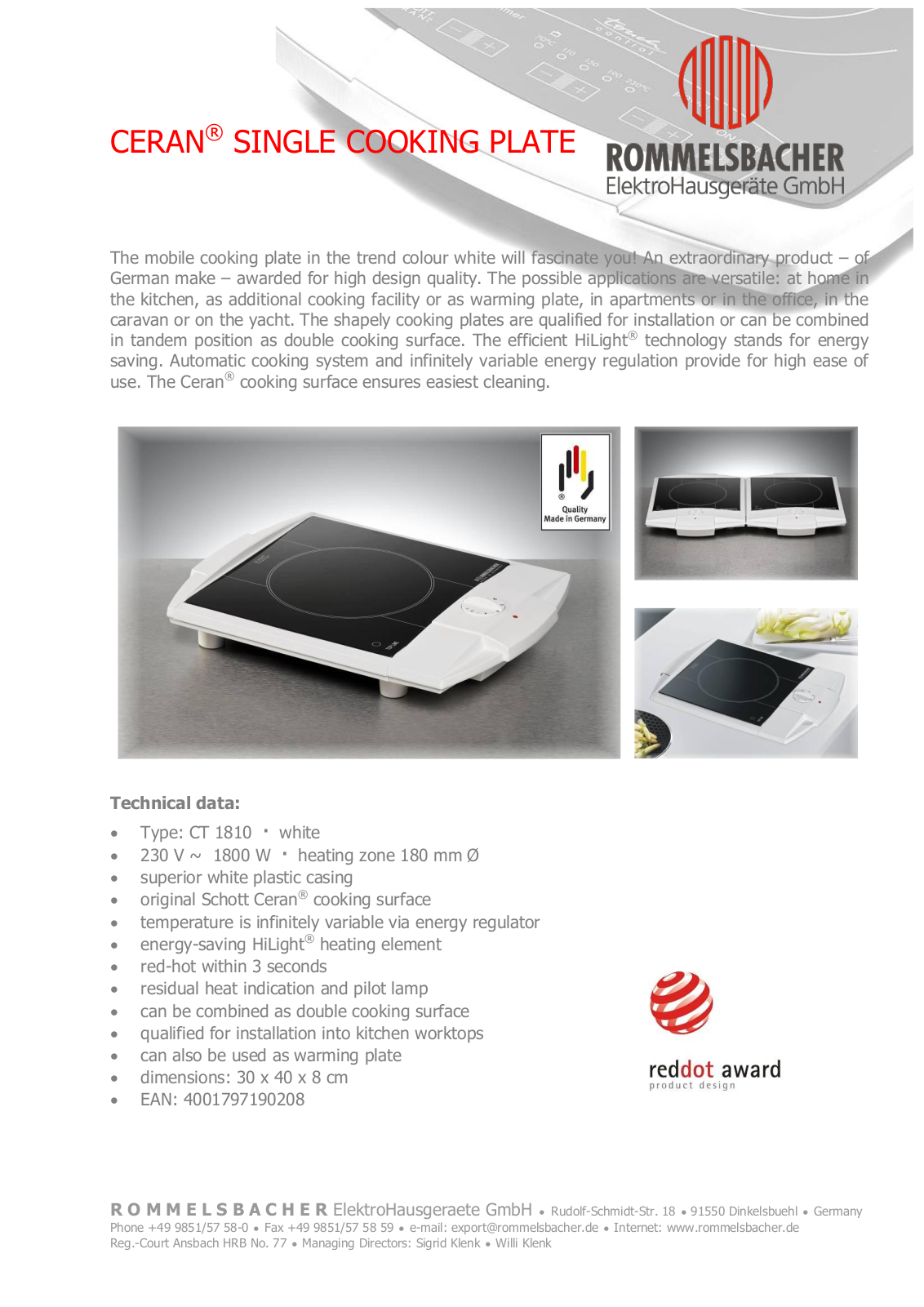 Rommelsbacher CT 1810 User Manual