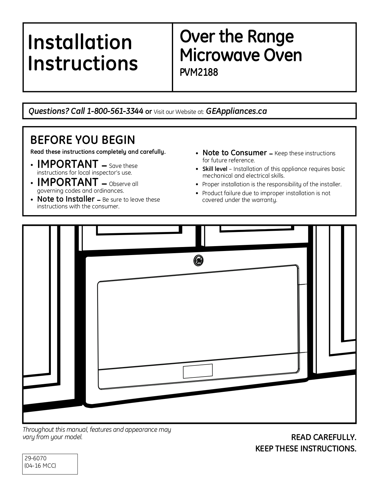 GE APPLIANCES PVM2188BTMSC, PVM2188SLJC Installation guide - ManualMachine.com