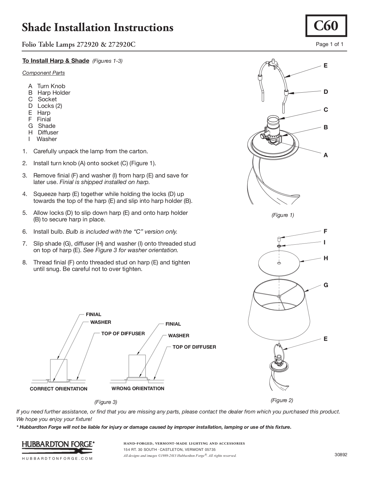 Hubbardton Forge 272920 User Manual