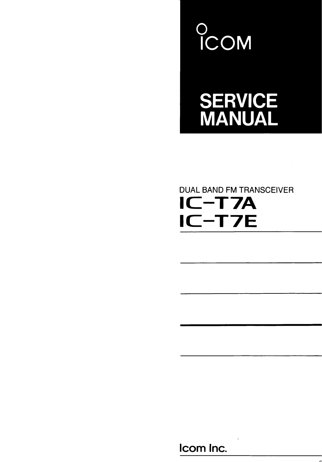 Icom IC-T7E, IC-T7A Service Manual