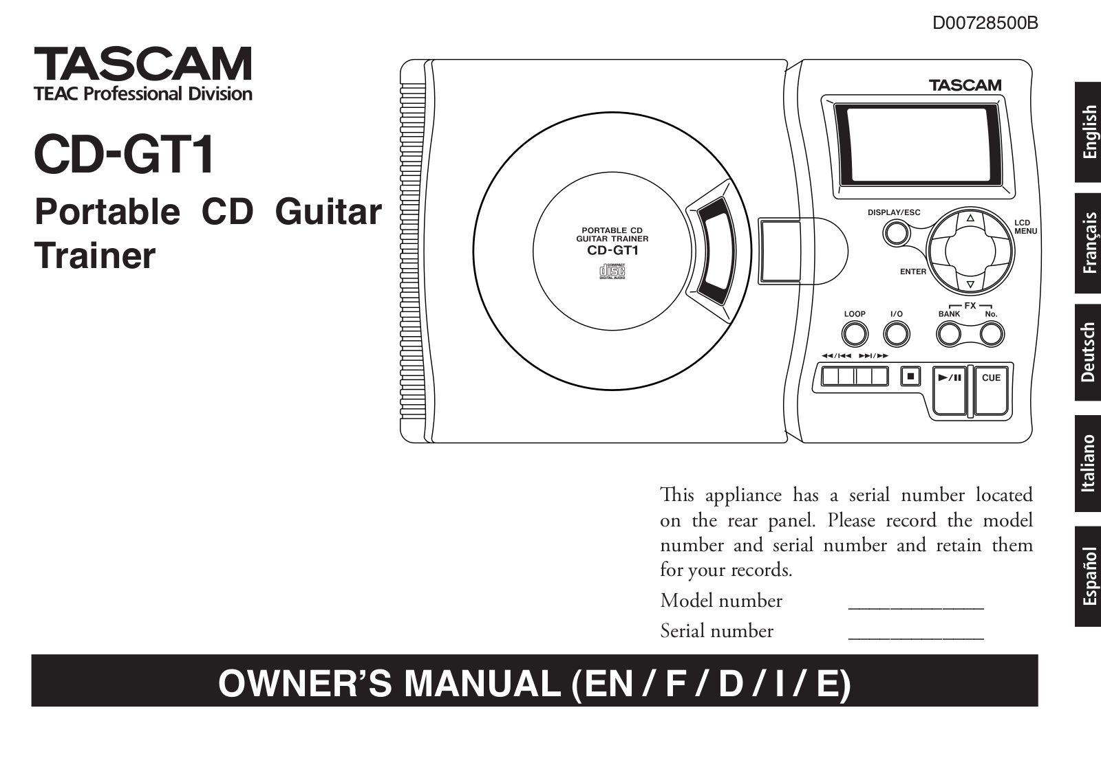 Teac CD-GT1 User Manual