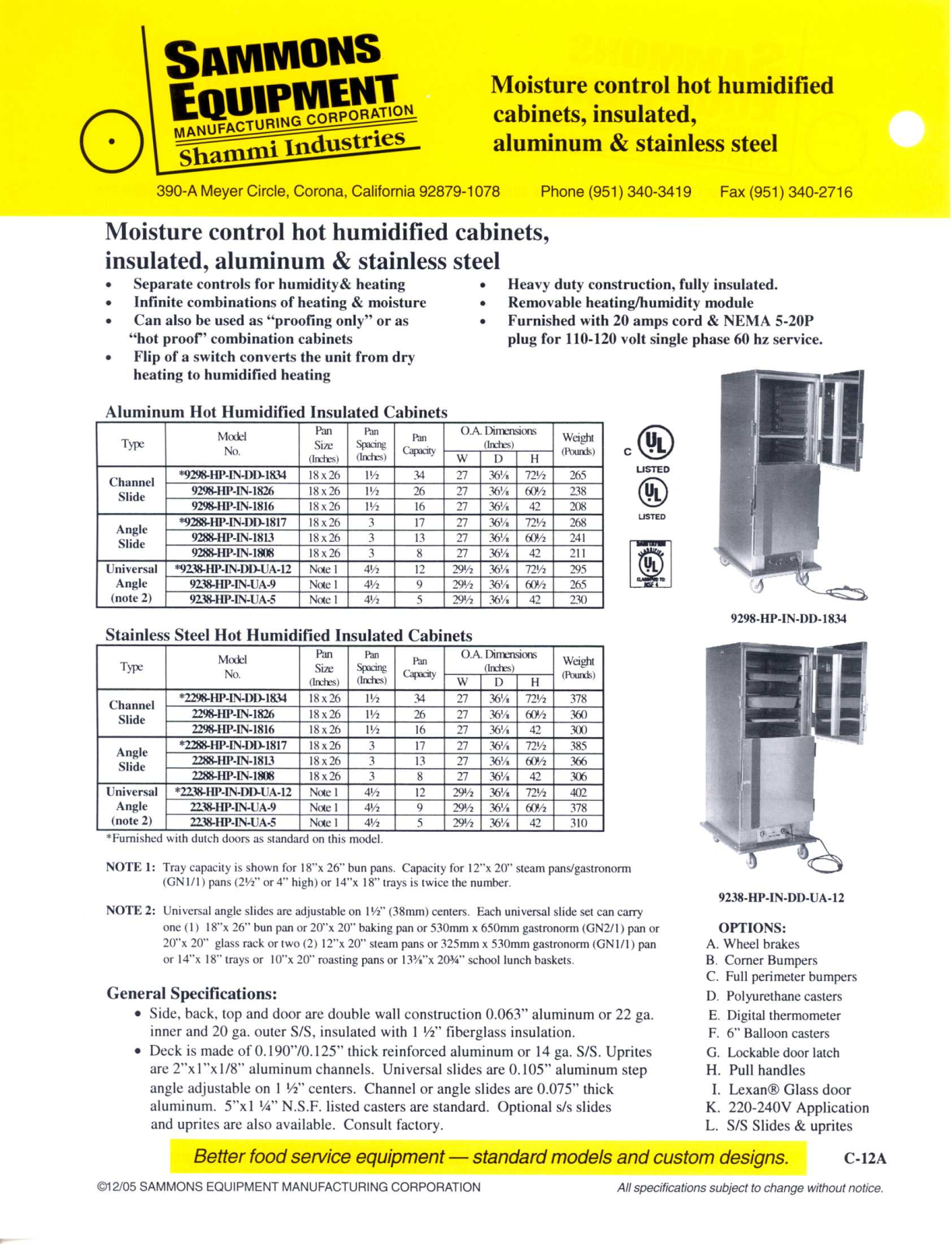 Sammons Equipment 2238-HP-IN-UA-9 User Manual