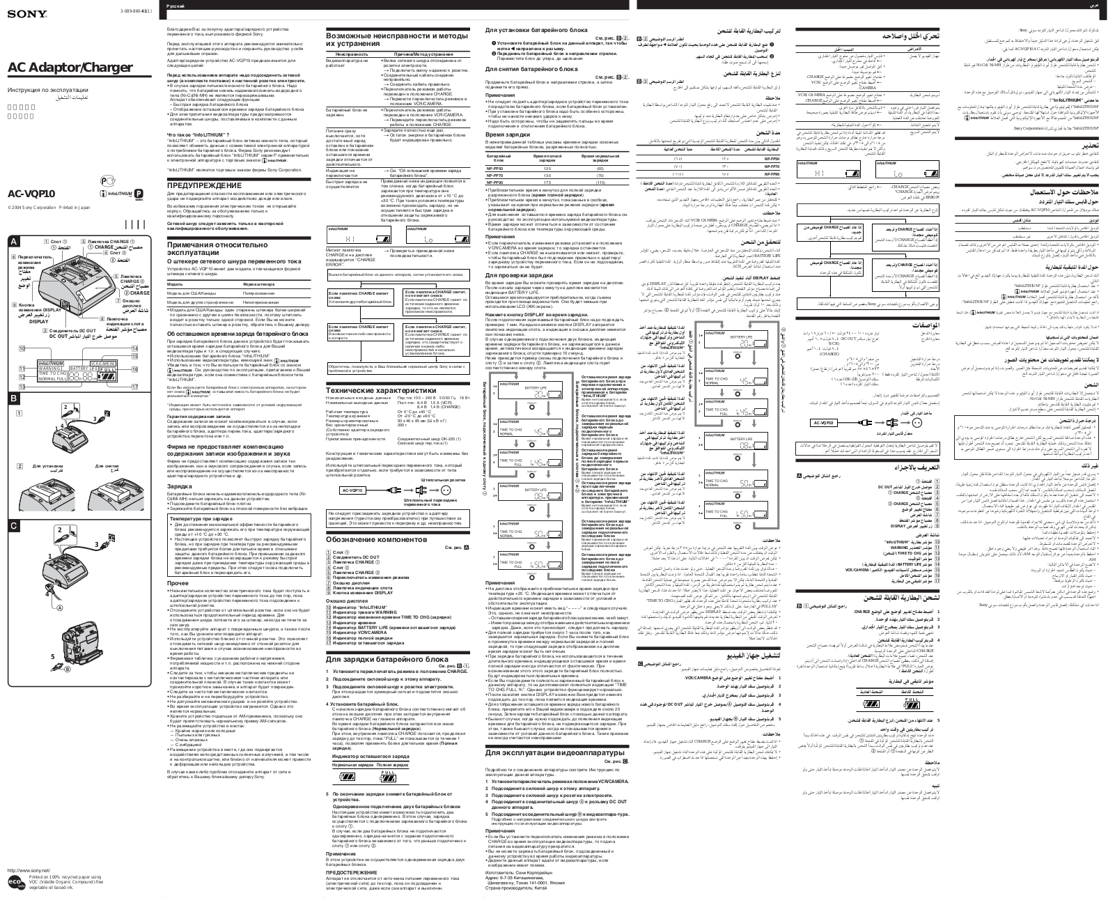 Sony AC-VQP10 User Manual