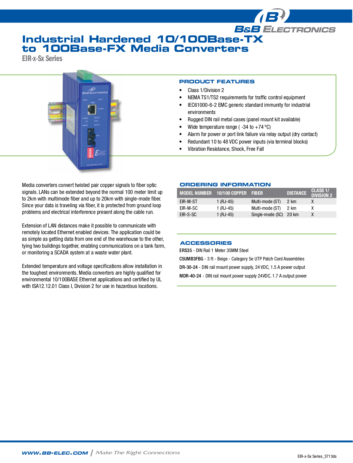 B&B Electronics EIR-S-SC Datasheet