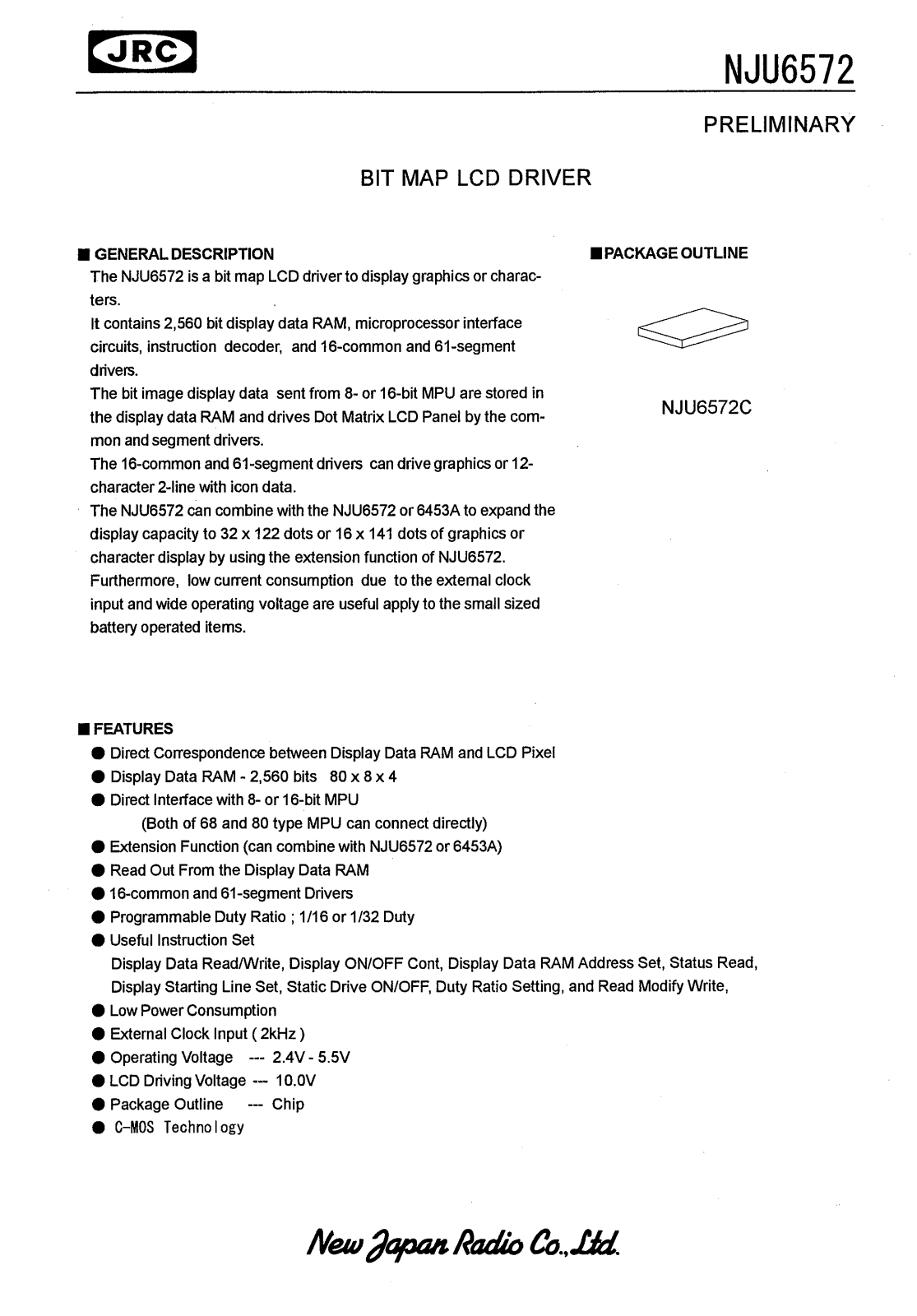 JRC NJU6572C Datasheet