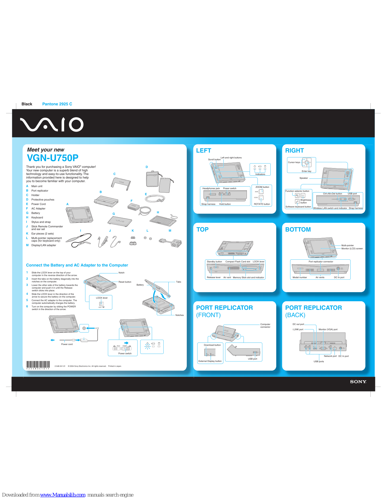 Sony VAIO VGN-U750P Supplementary Manual