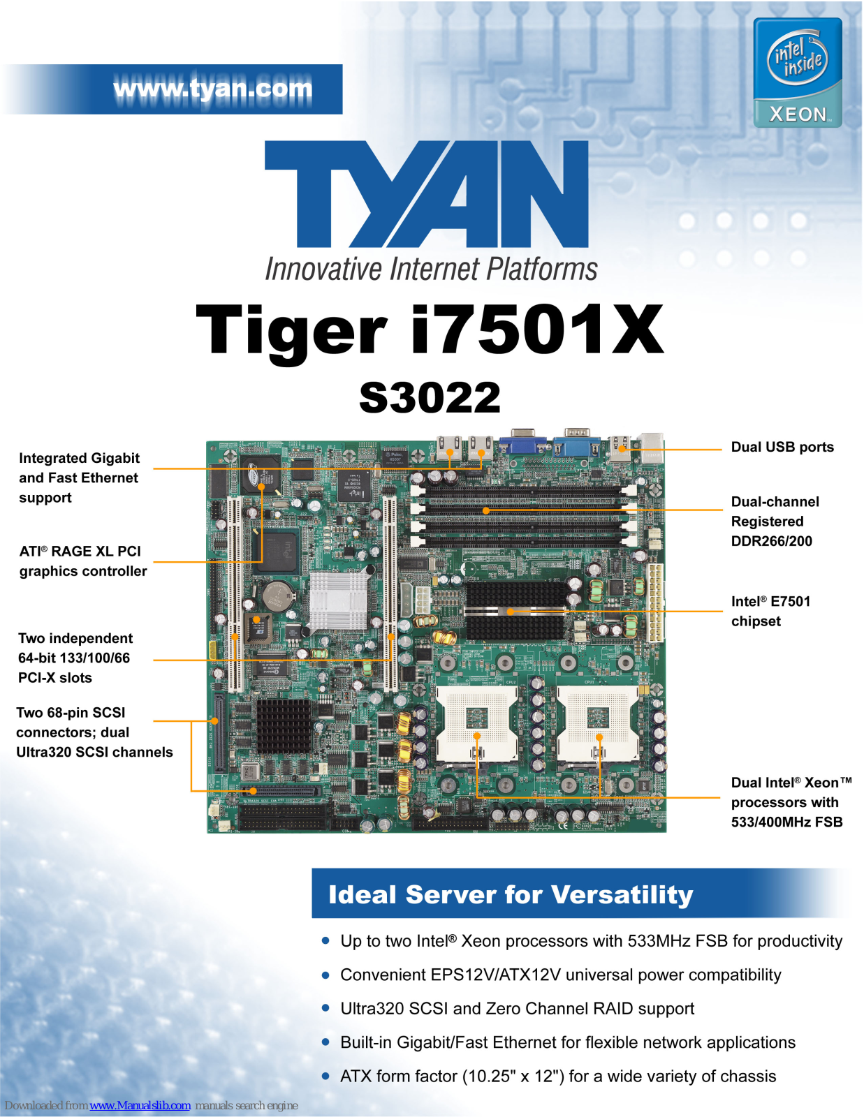 TYAN Tiger i7501X, S3022 Specifications