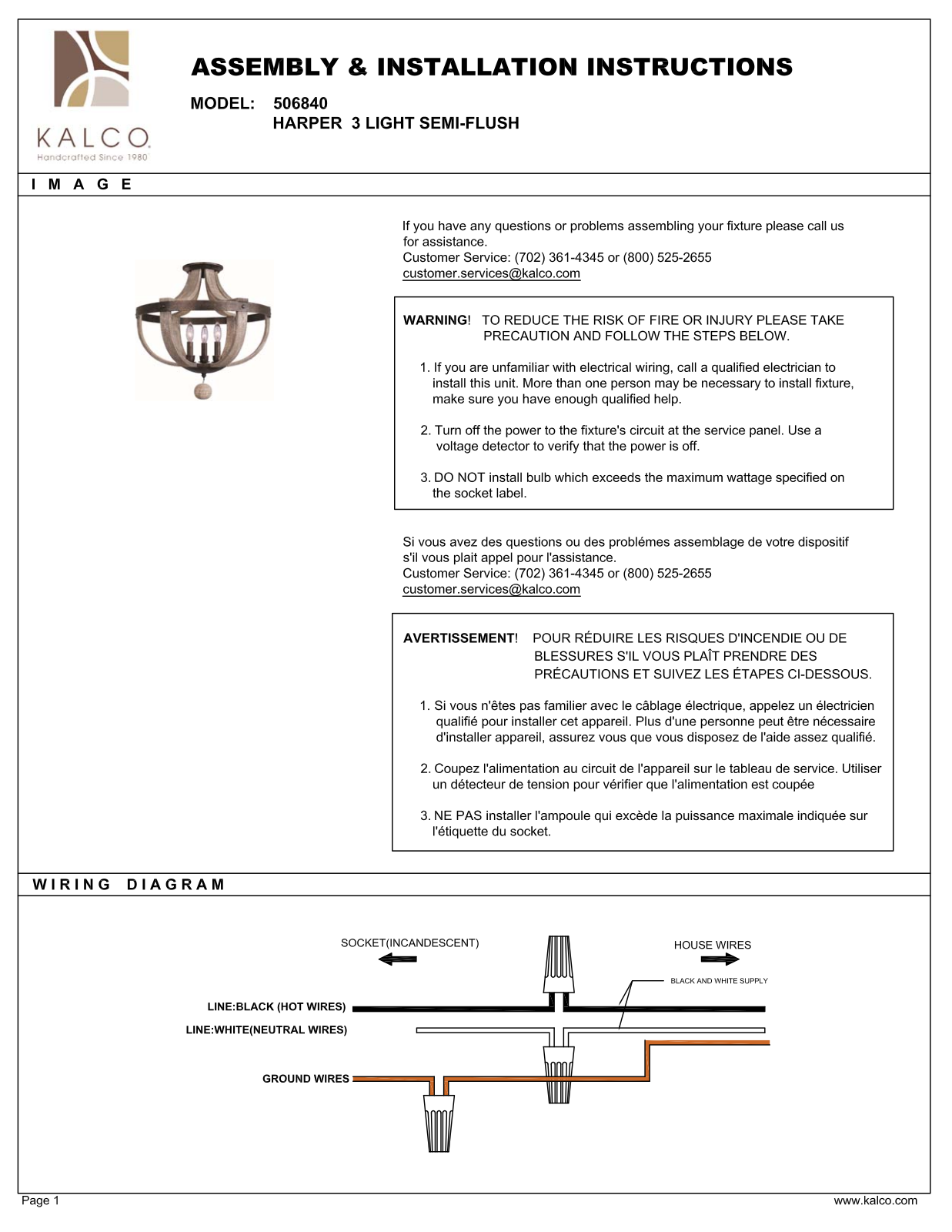 Kalco 506840FG Assembly Guide