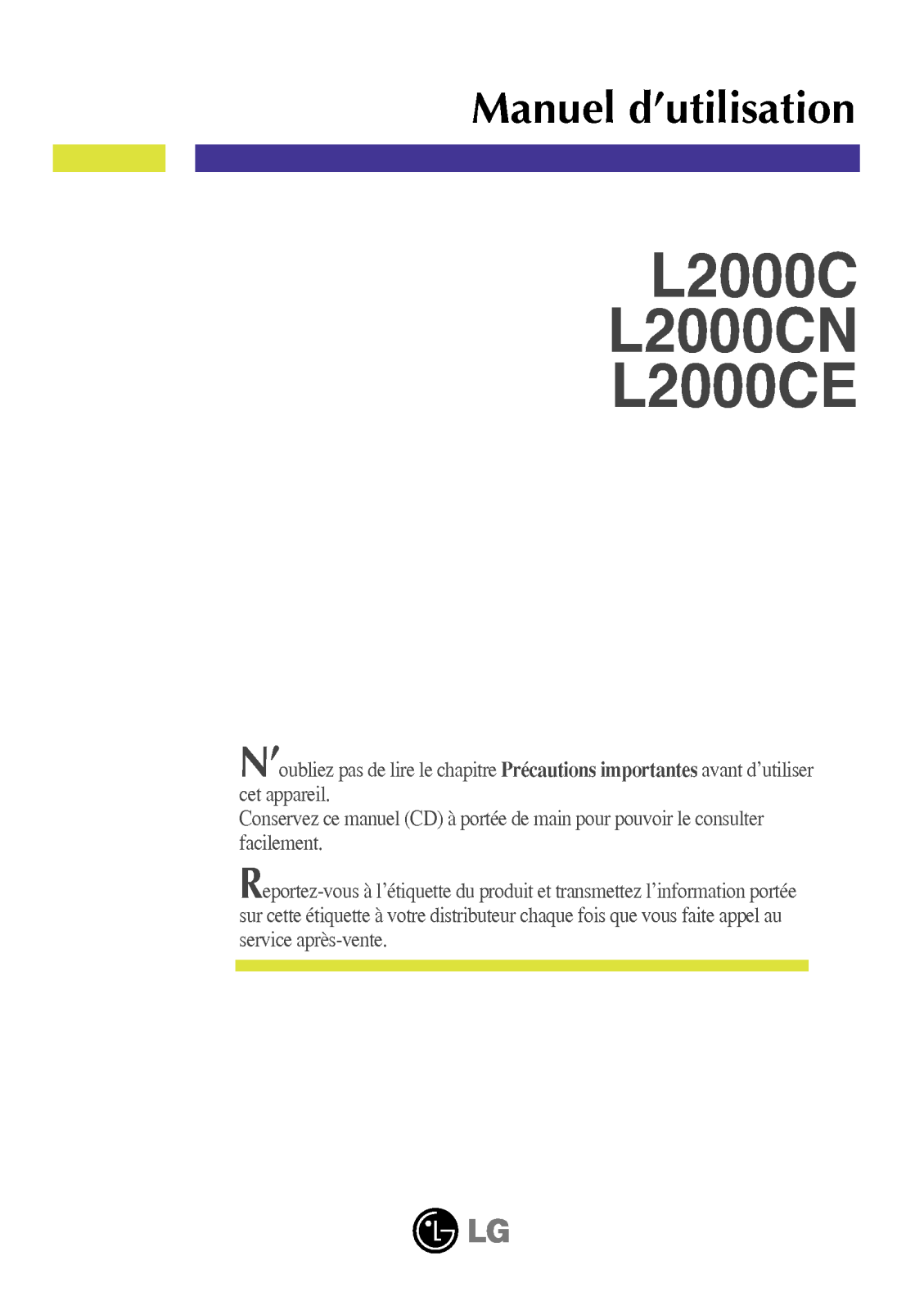 LG L2000CN-SF, L2000CN-BF User Manual