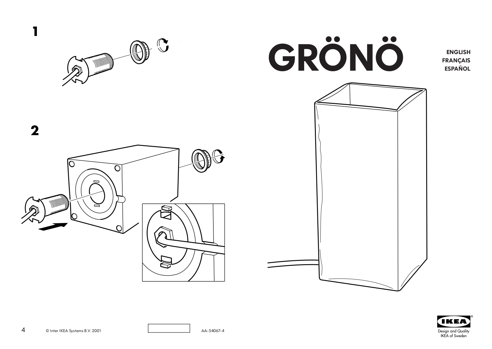 IKEA GRÖNÖ TABLE LAMP User Manual