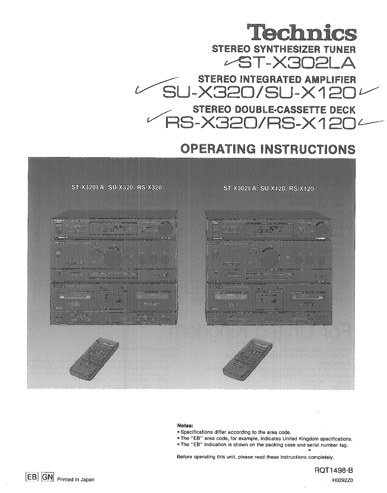 Panasonic SU-X320, RS-X120, RS-X320, SU-X120 User Manual