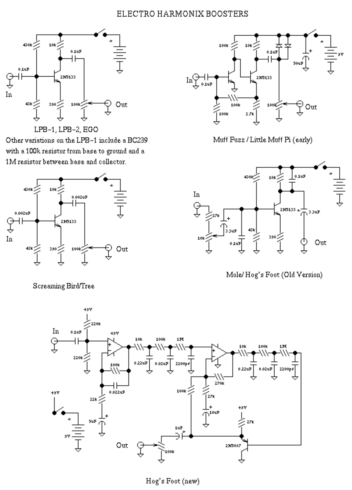 Electro harmonix boosters schematic