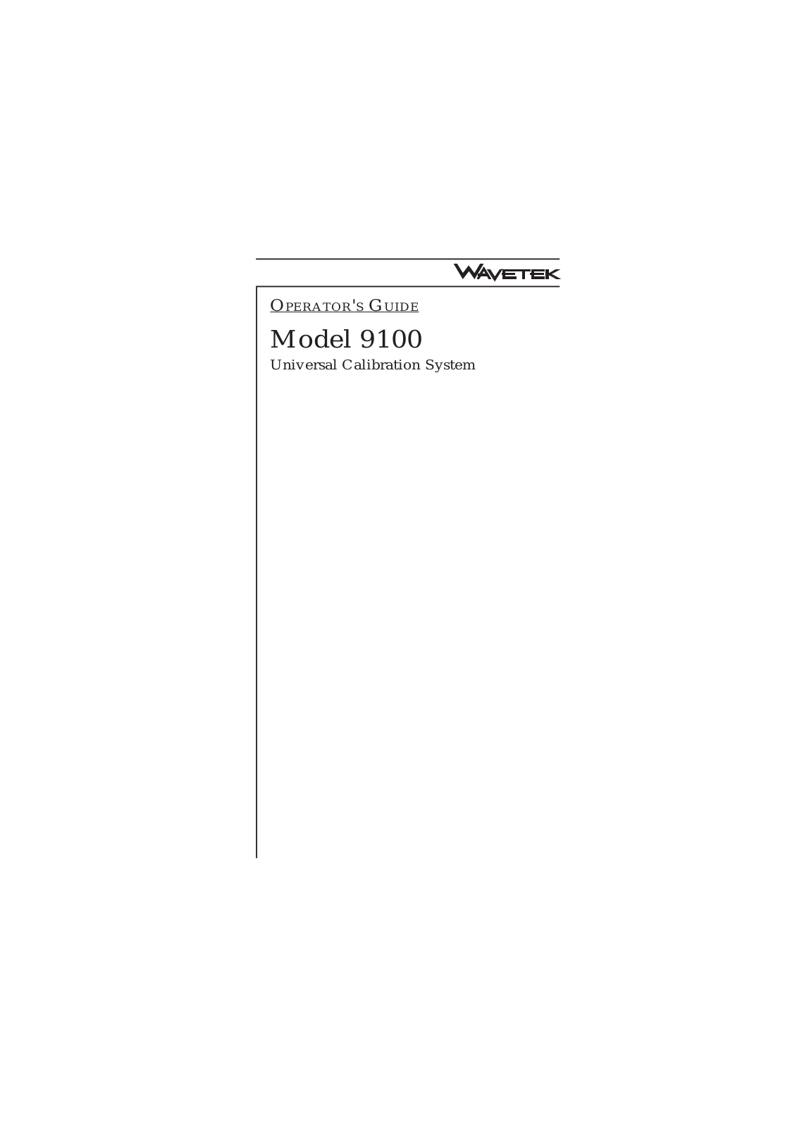 Wavetek 9100 schematic