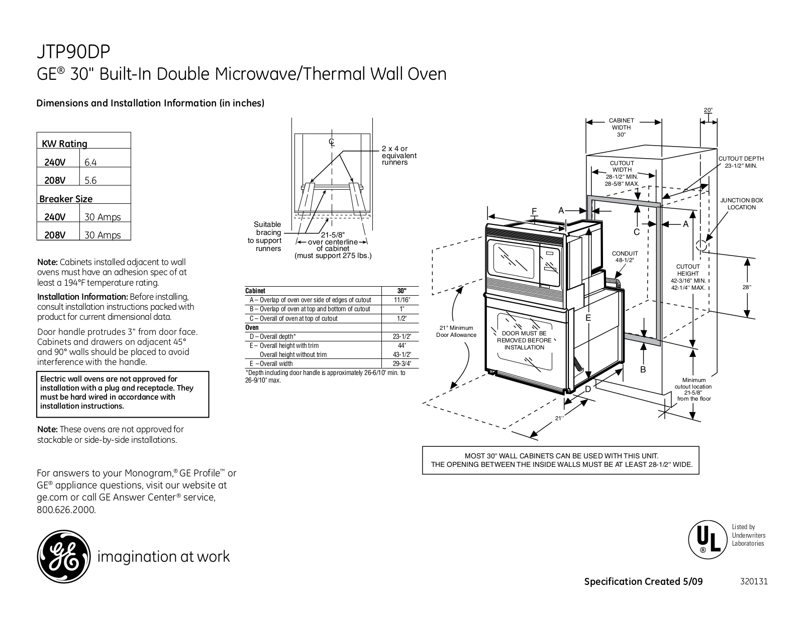 General Electric JTP90DPBB User Manual