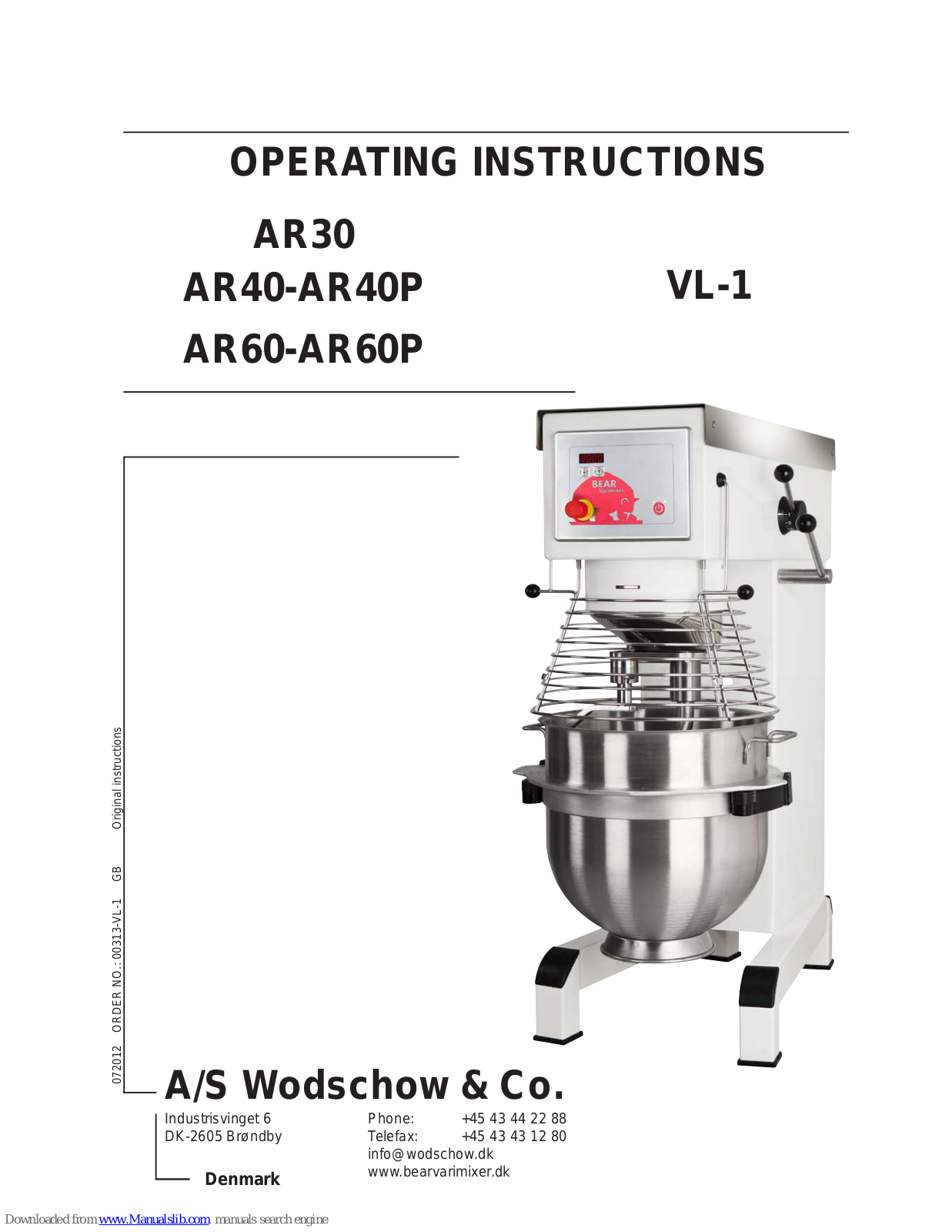 Wodschow AR30, AR40, AR40P, AR60, AR60P Operating Instructions - ManualMachine.com