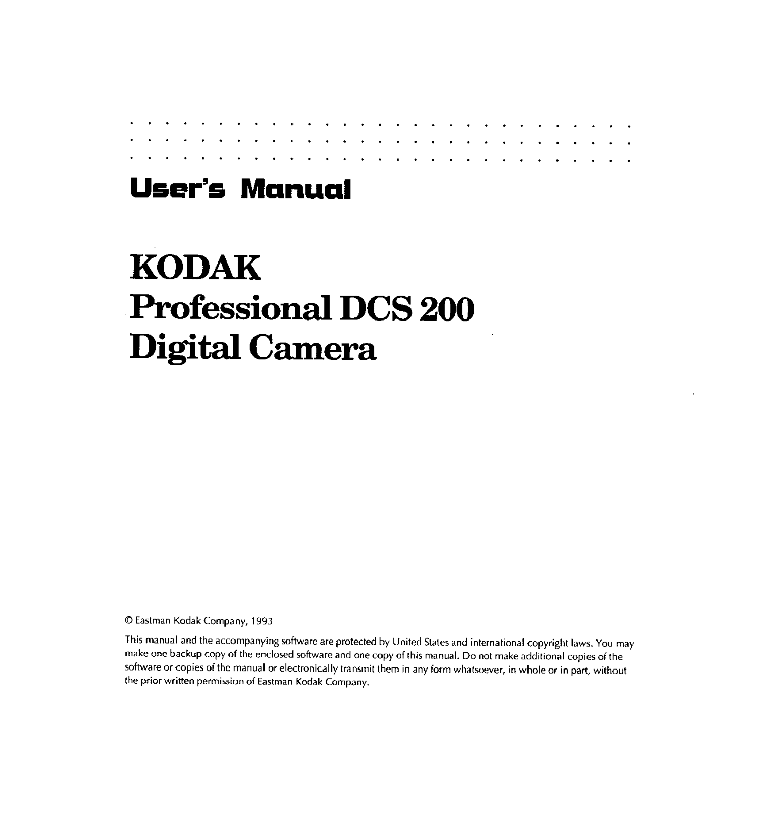 Kodak DCS200 User Guide