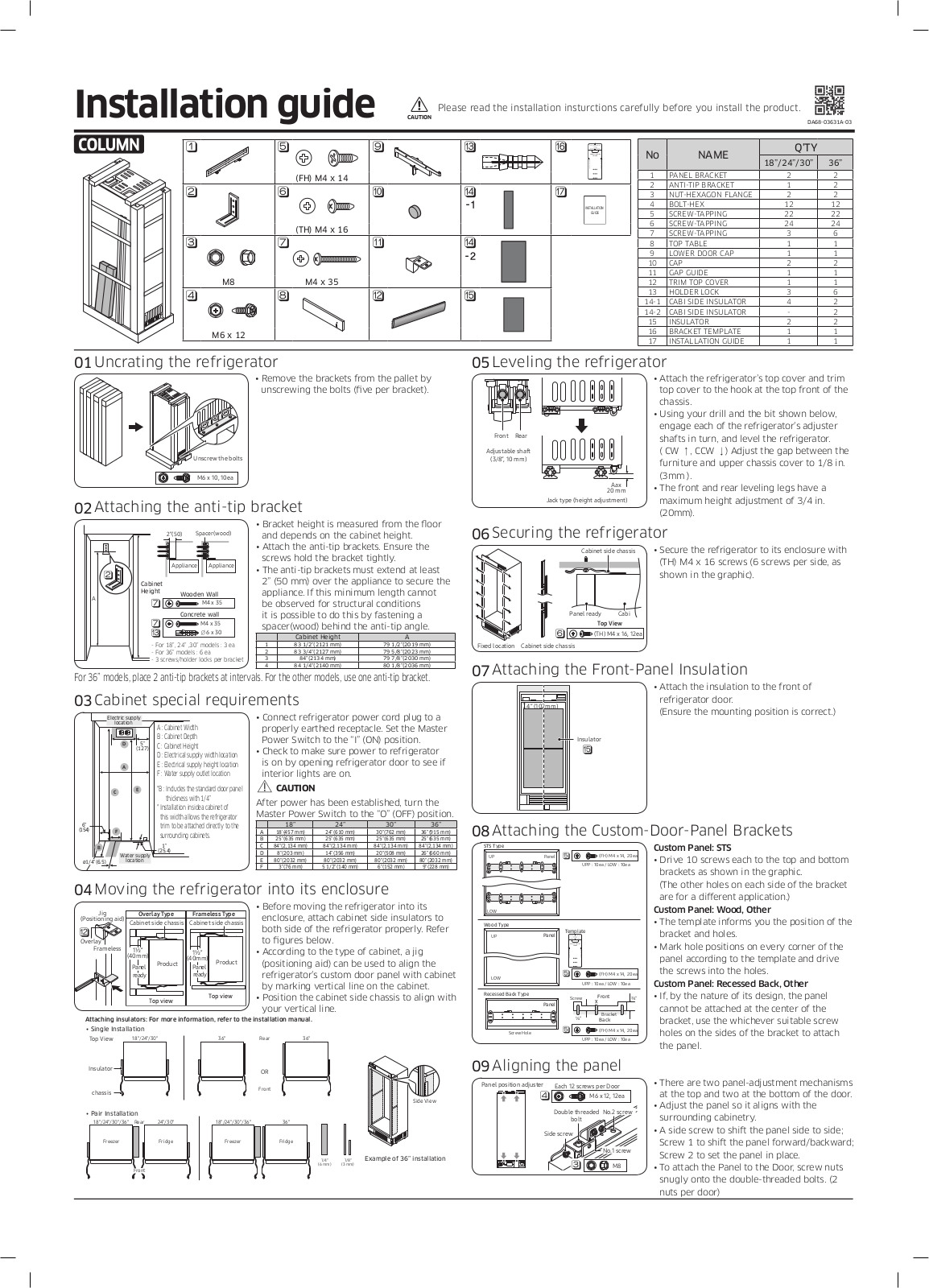 Dacor DRZ18980LAP, DRR24980RAP Installation Manual