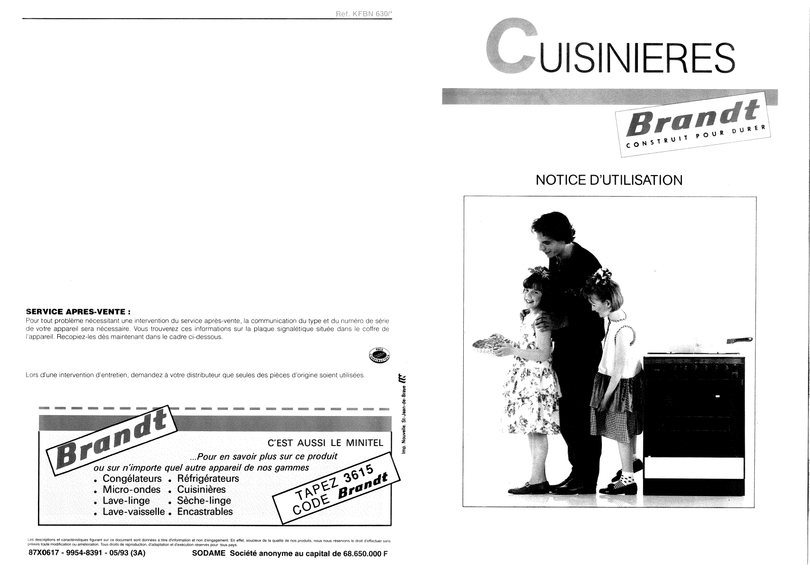 BRANDT KFBN630 User Manual