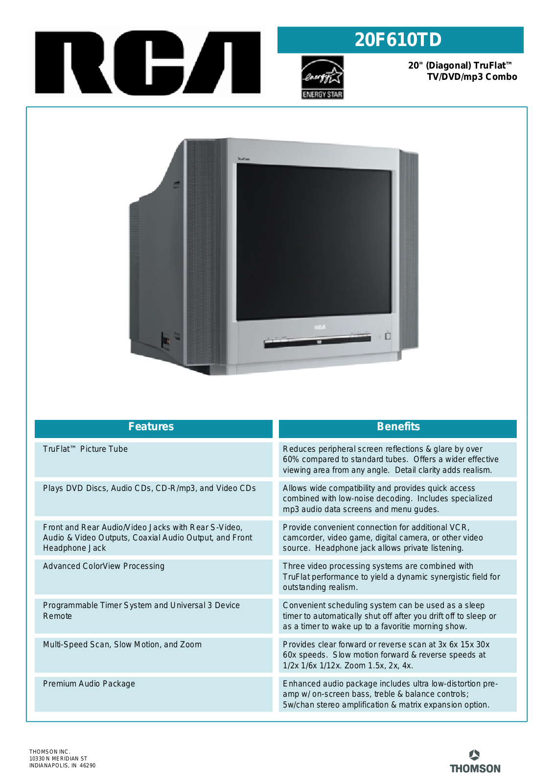 RCA 20F610TD User Manual