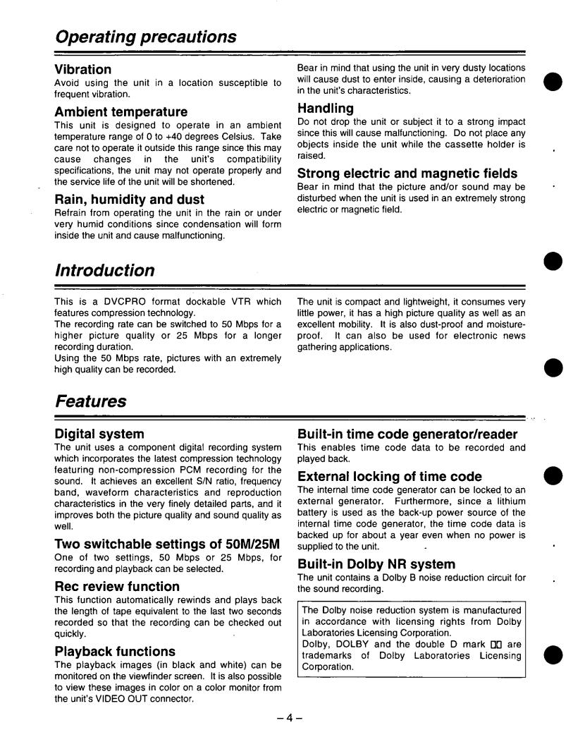 Panasonic AJ-D90 User Manual