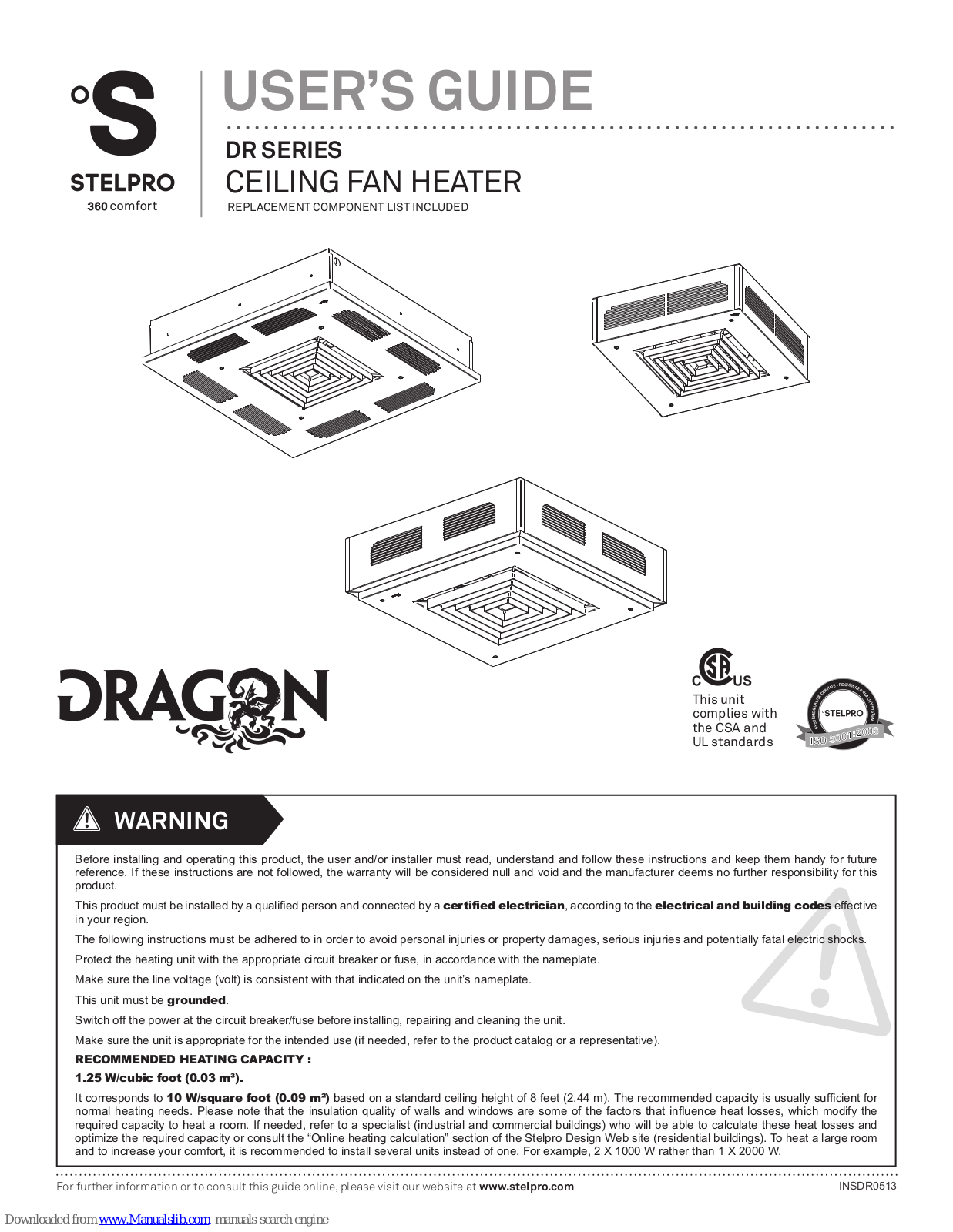 Stelpro DR serie, DRI Dragon, DRII Dragon, DRR Dragon, DR series User Manual - ManualMachine.com